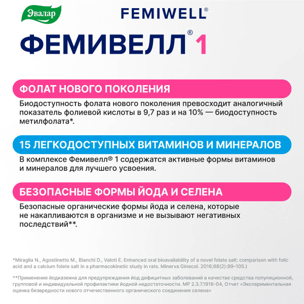 Витамины для беременных Фемивелл 1, 30 таблеток, Эвалар - фото 3