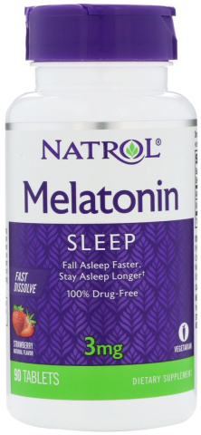 Мелатонин, 3 мг, 90 быстрорастворимых таблеток, Natrol