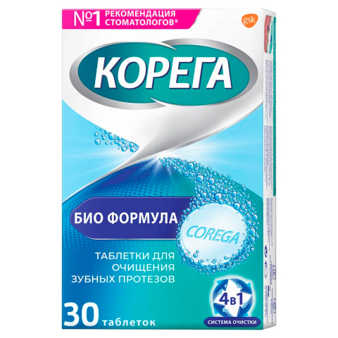 Таблетки для очищения зубных протезов Биоформула, 30 шт, Корега