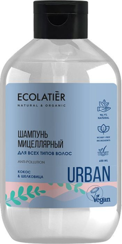 Мицеллярный шампунь  для всех типов волос кокос & шелковица, 600 мл, Ecolatier